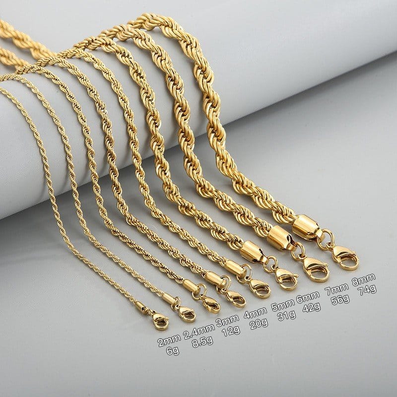 Halat Zincir Çelik Kolye Gold