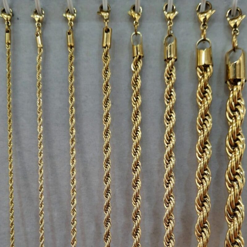 Halat Zincir Çelik Kolye Gold