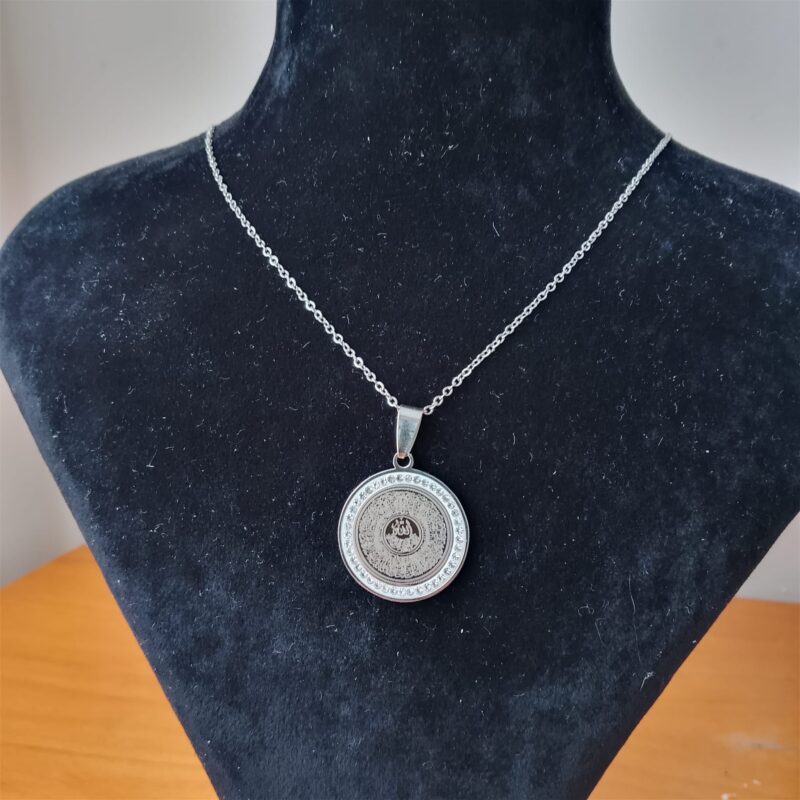25mm Taşlı Ayetel Kürsi Kolye (Silver)